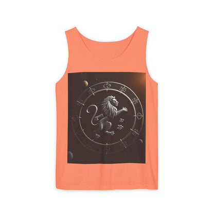 Unisex Garment-Dyed, Tank Top, Leo Design, Space Animal, 100% US cotton