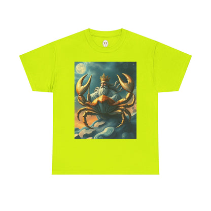 Unisex Heavy Cotton T-Shirt, Crustacean King v1, Cancer Zodiac Design