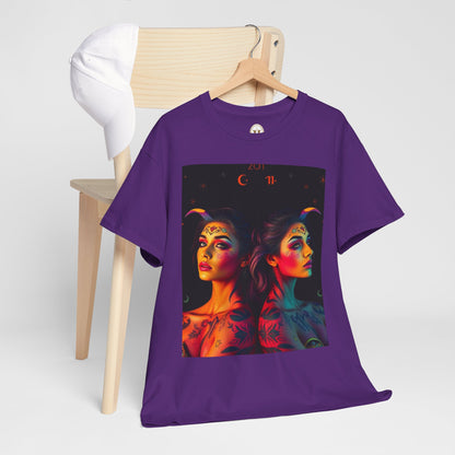 Unisex Heavy Cotton T-Shirt, Gemini, Zodiac, Sexy Art