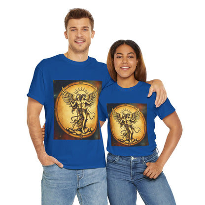 Unisex Heavy Cotton T-Shirt, Twin Angel v1, Gemini Zodiac Design