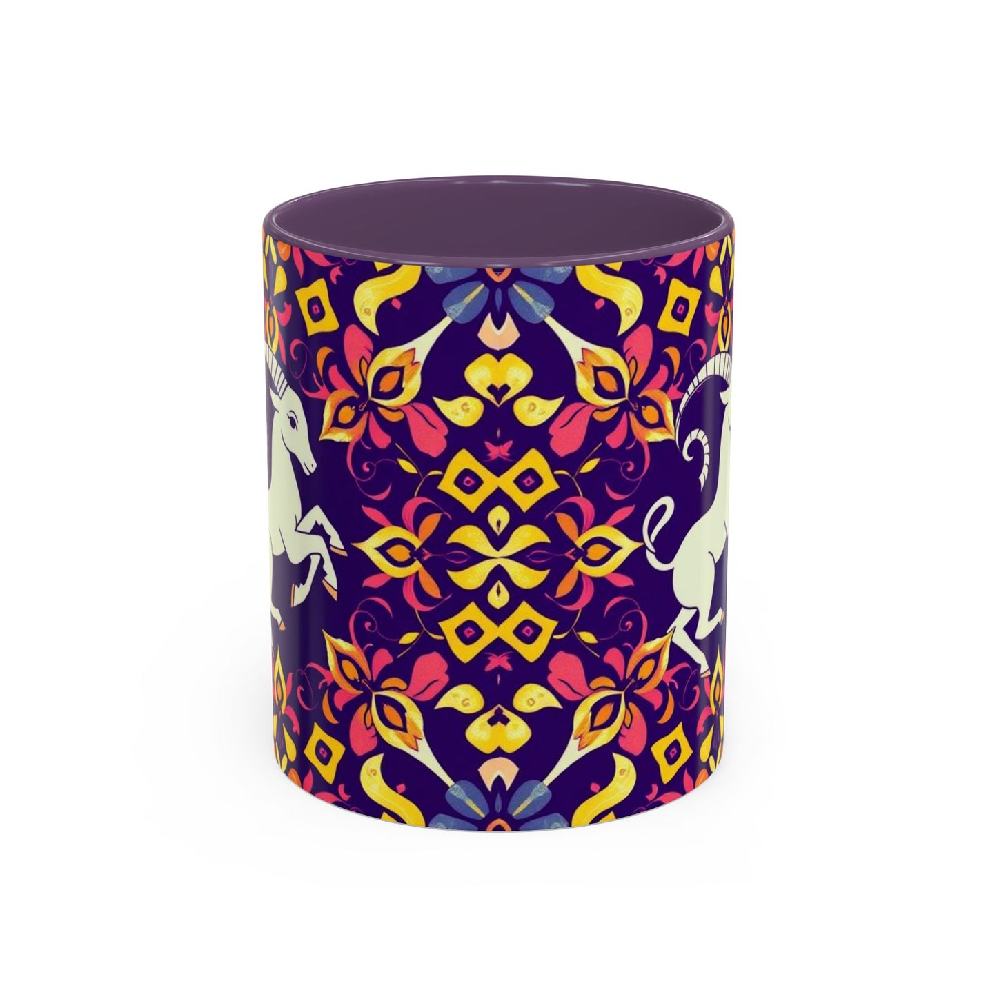 Accent Coffee Mug, Capricorn, Zodiac v1, Flower Pattern, (11, 15oz)