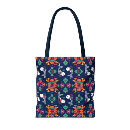 Tote Bag (AOP), Pisces, Zodiac, Flower Pattern