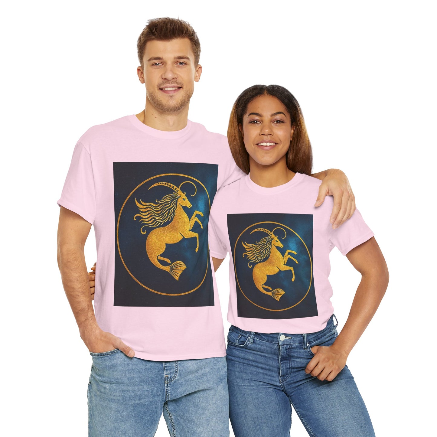 Unisex Heavy Cotton T-Shirt, Capricorn Animal v4, Symbol, Zodiac Design