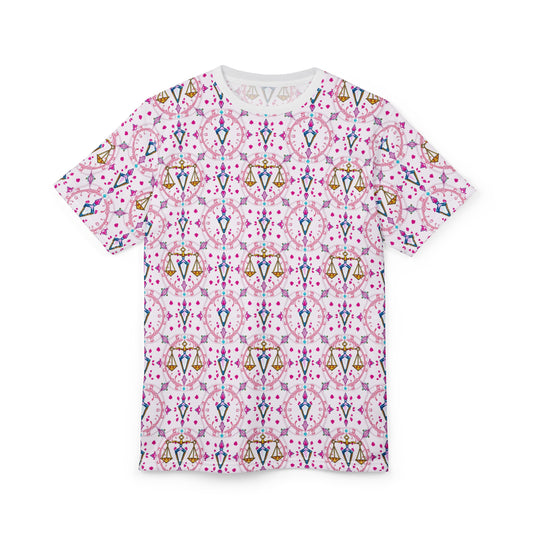 Unisex Cut & Sew T-Shirt, (AOP), Libra, Zodiac v4, Jewels Pattern