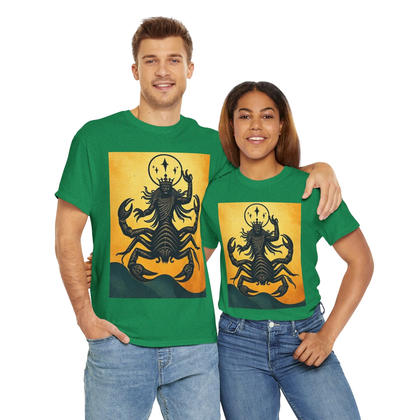 Unisex Heavy Cotton T-Shirt, Scorpion King, Print Art, Scorpio Zodiac Design