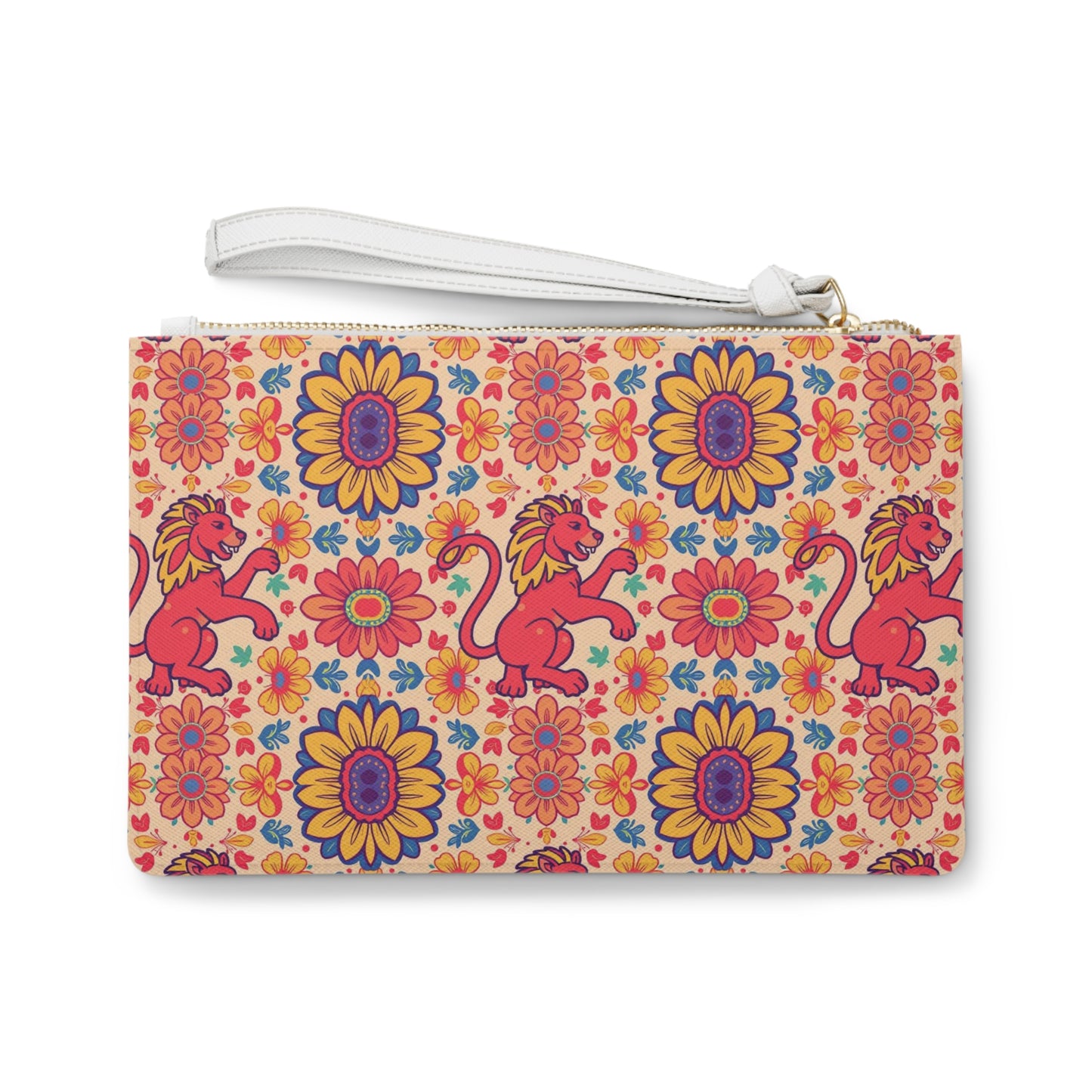Clutch Bag, Leo, Zodiac v4, Flower Pattern