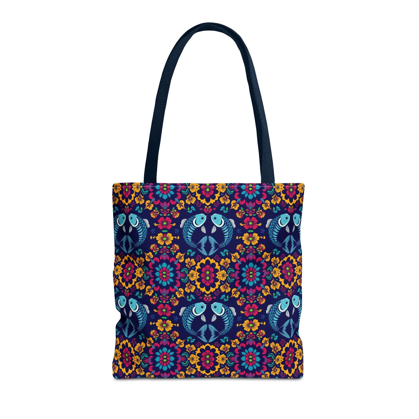 Tote Bag, (AOP), Pisces, Zodiac v3, Flower Pattern