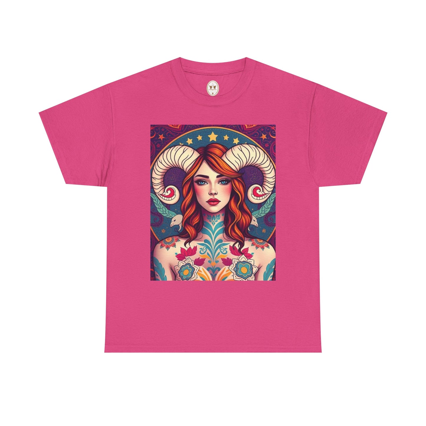 Unisex Heavy Cotton T-Shirt, Aries, Zodiac v1, Sexy Art