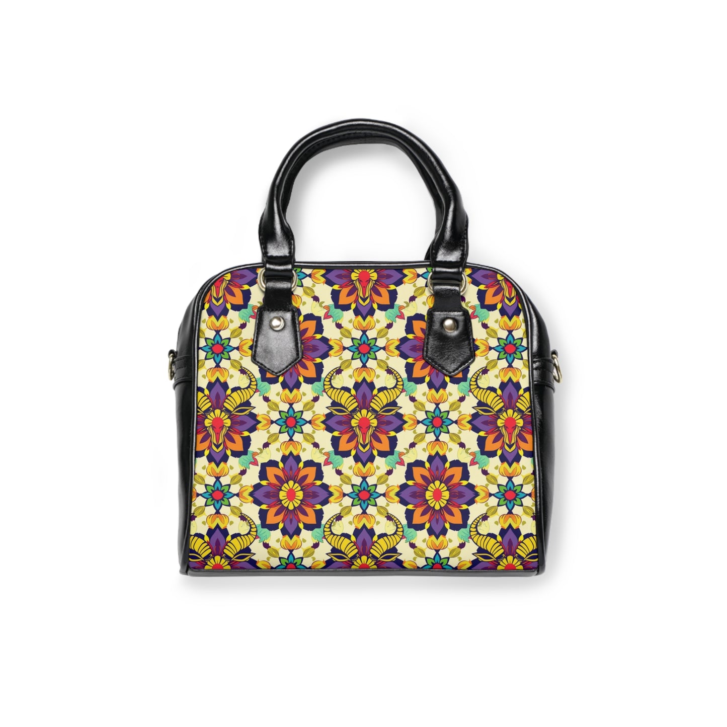 Shoulder Handbag, Taurus, Zodiac v2, Flower Pattern