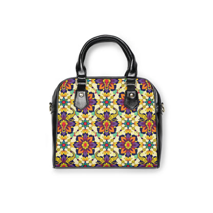 Shoulder Handbag, Taurus, Zodiac v2, Flower Pattern