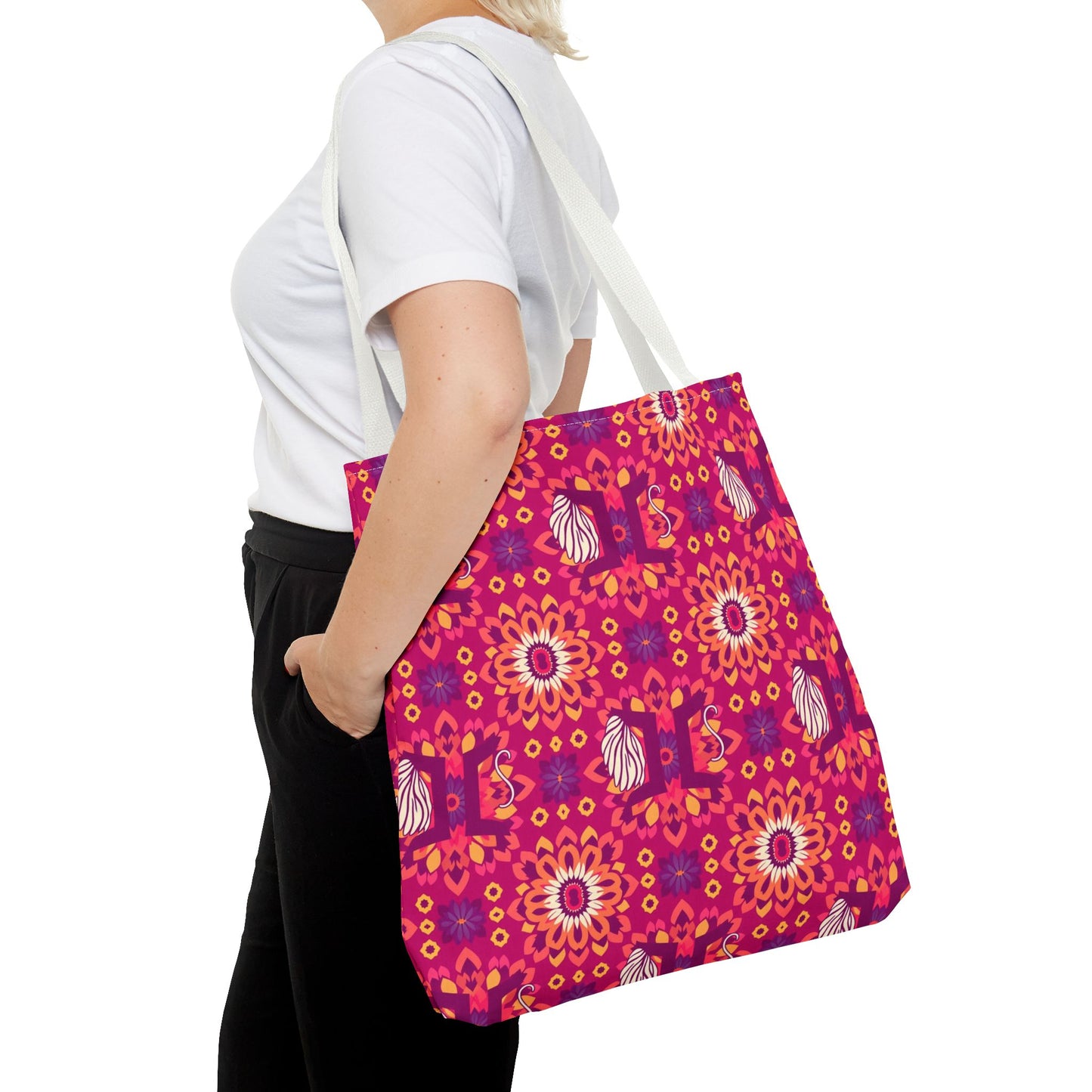 Tote Bag (AOP), Gemini, Zodiac v1, Flower Pattern