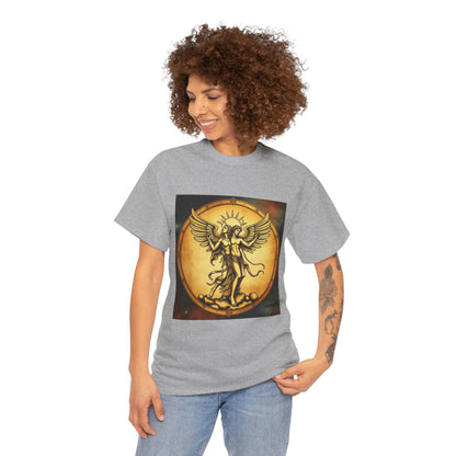 Unisex Heavy Cotton T-Shirt, Twin Angel v1, Gemini Zodiac Design
