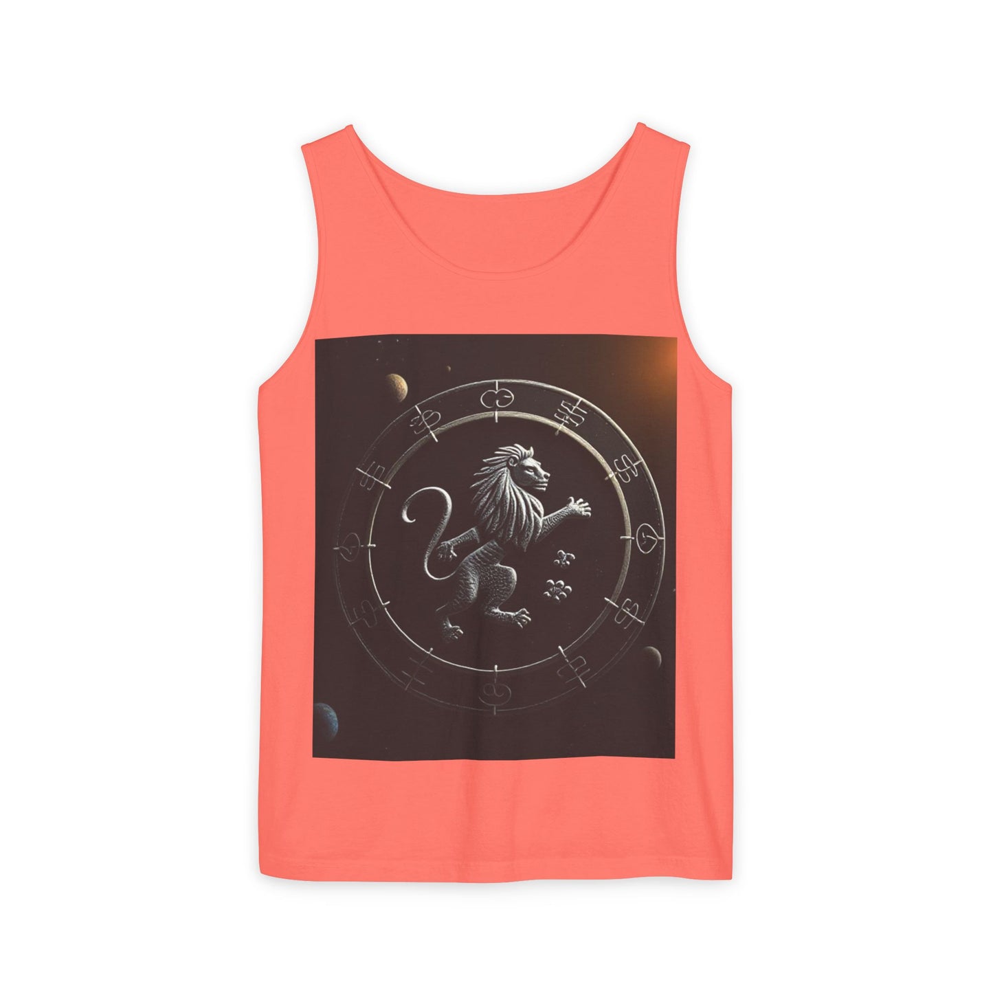 Unisex Garment-Dyed, Tank Top, Leo Design, Space Animal, 100% US cotton