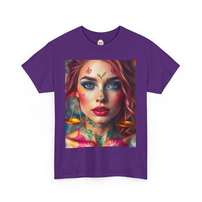 Unisex Heavy Cotton T-Shirt, Libra, Zodiac v1, Sexy Art