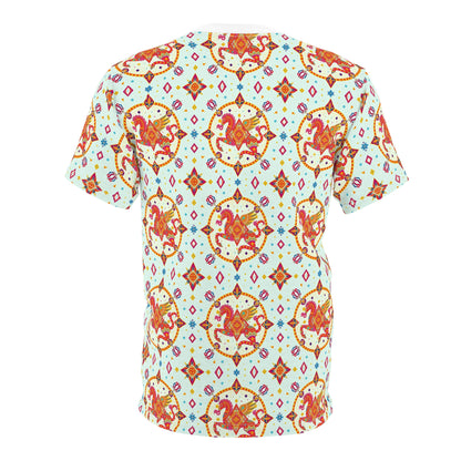 Unisex Cut & Sew T-Shirt, (AOP) Aquarius, Zodiac v2, Jewels Pattern