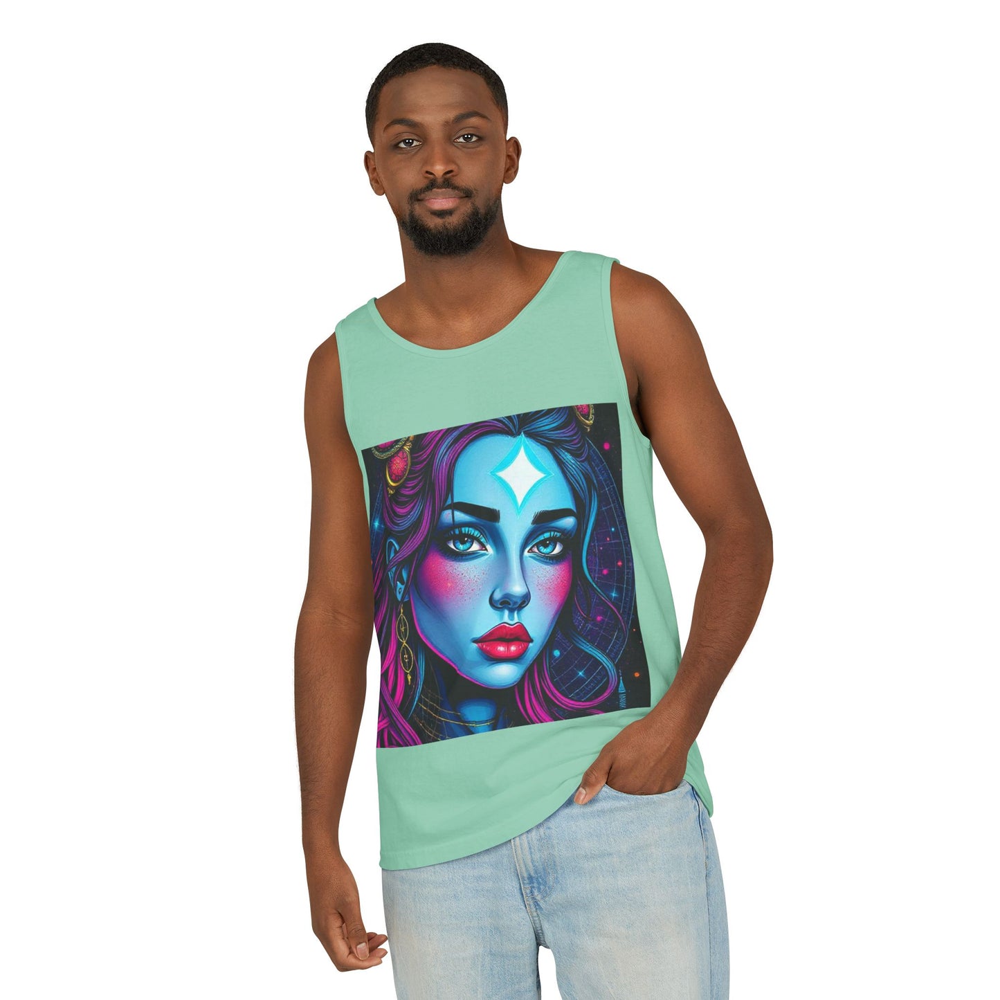 Unisex Garment-Dyed, Tank Top, Gemini, Pop Art, 100% US cotton