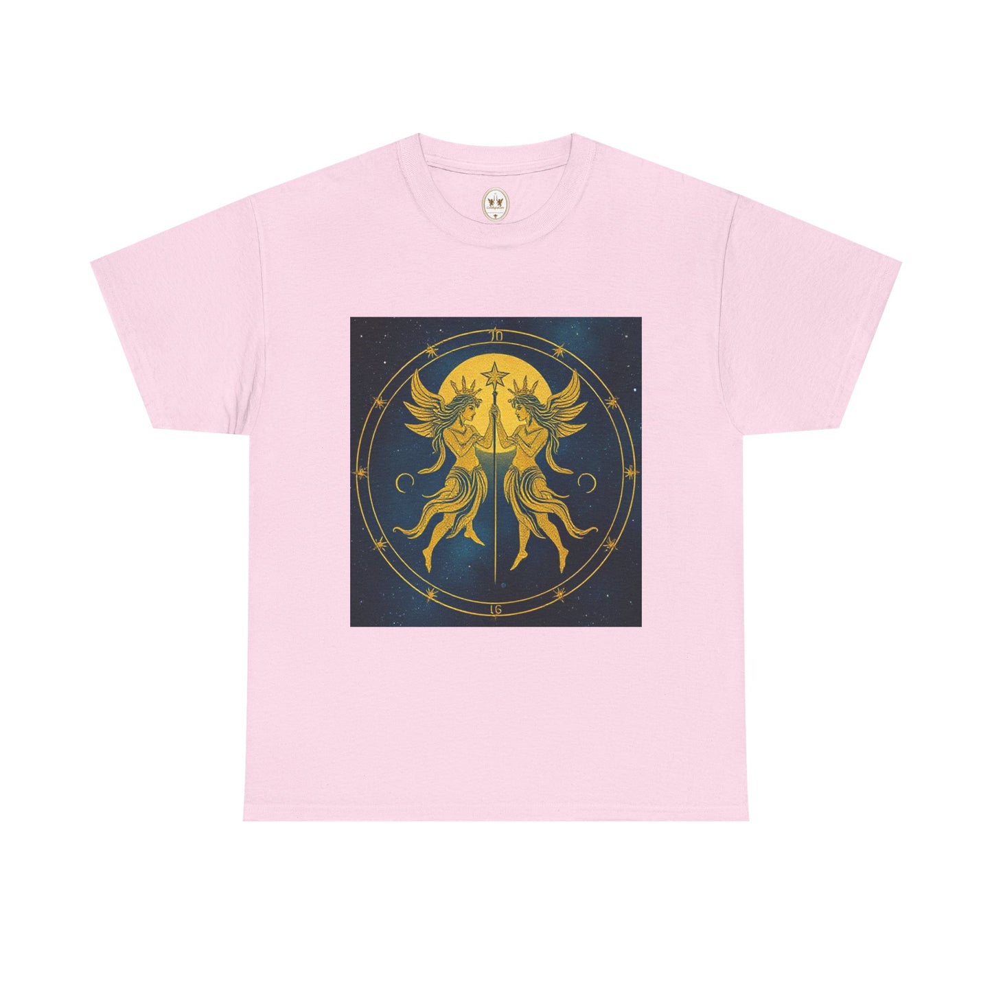 Unisex Heavy Cotton T-Shirt, Space Angel Twins v4, Gemini Zodiac Design