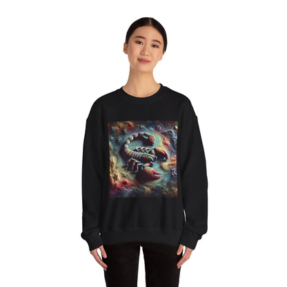Unisex Heavy Blend™ Crewneck Sweatshirt, Trippy Mist Scorpion, Scorpio Zodiac Design