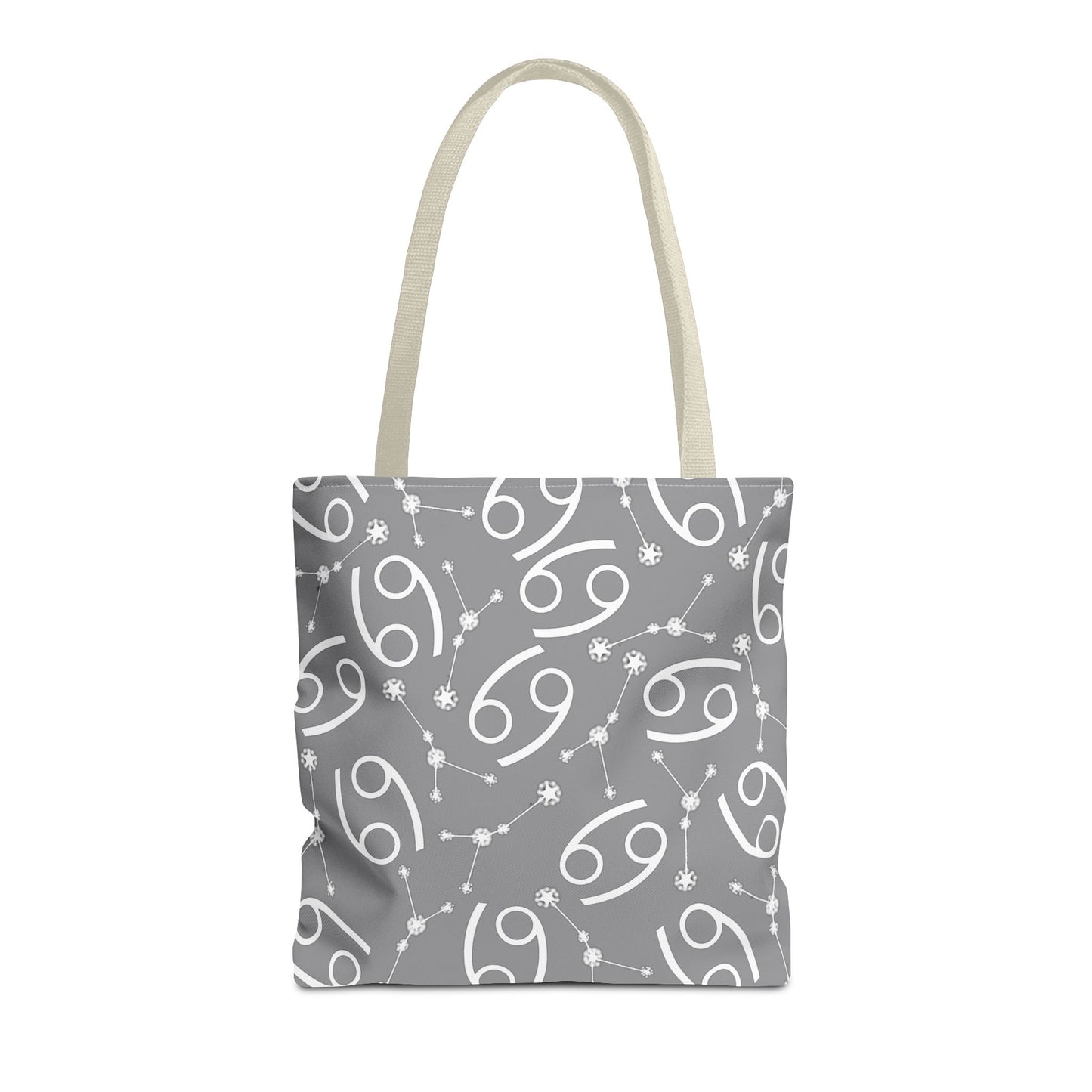 Tote Bag, Cancer Zodiac Sign, AOP, (Grey, White)