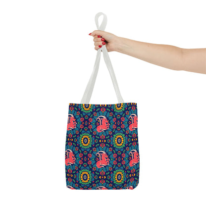 Tote Bag (AOP), Capricorn, Zodiac v1, Flower Pattern