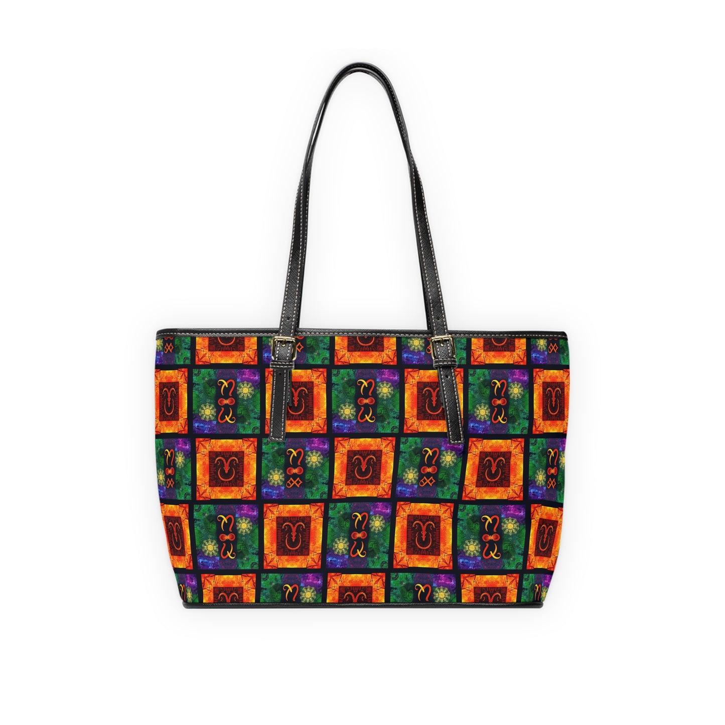 Leather Shoulder Bag, Capricorn, Zodiac v3, Shapes Pattern