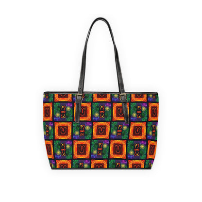 Leather Shoulder Bag, Capricorn, Zodiac v3, Shapes Pattern