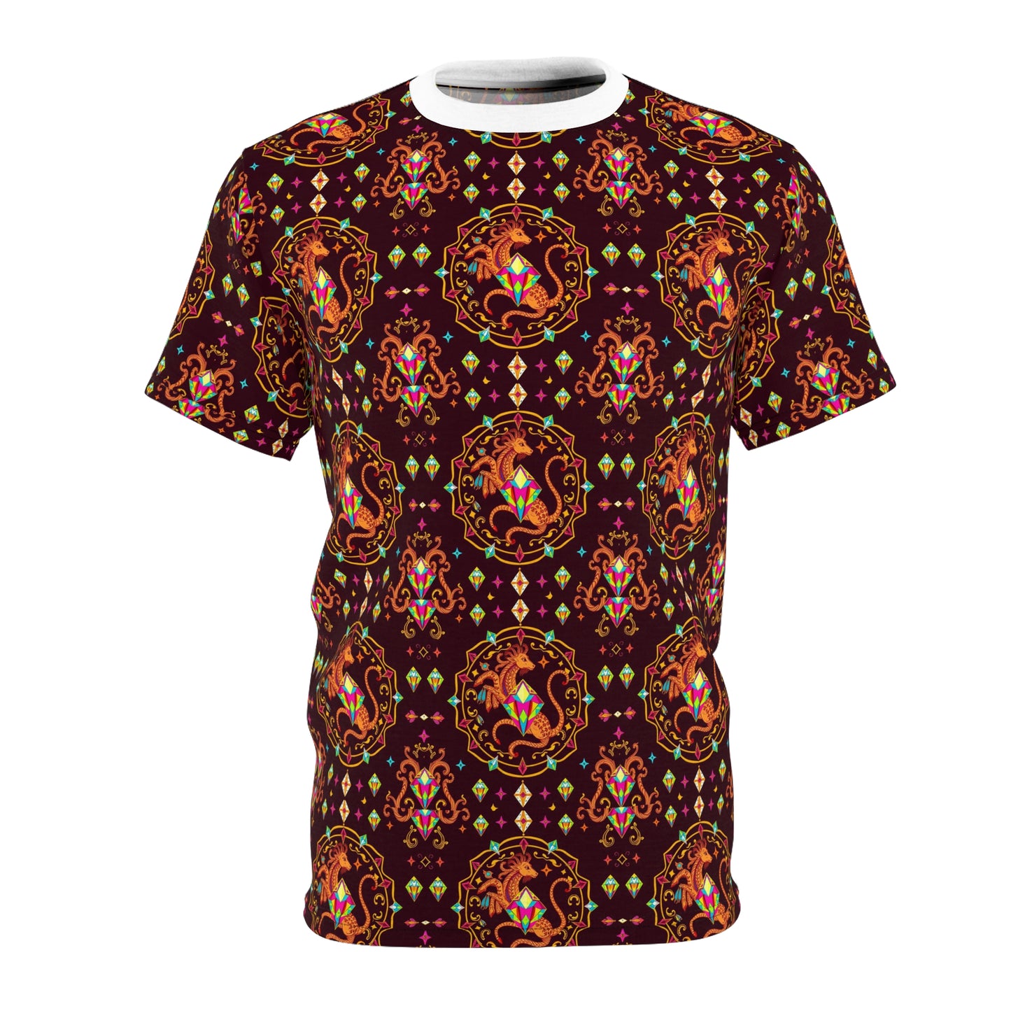 Unisex Cut & Sew T-Shirt, (AOP), Virgo, Zodiac v3, Jewels Pattern