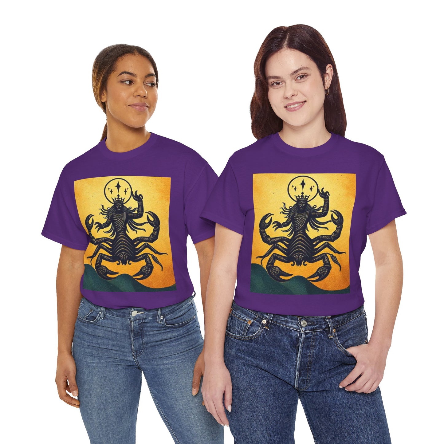 Unisex Heavy Cotton T-Shirt, Scorpion King, Print Art v1, Scorpio Zodiac Design