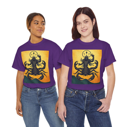 Unisex Heavy Cotton T-Shirt, Scorpion King, Print Art v1, Scorpio Zodiac Design