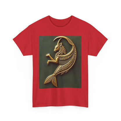 Unisex Heavy Cotton T-Shirt, Capricorn Animal v1, Symbol, Zodiac Design