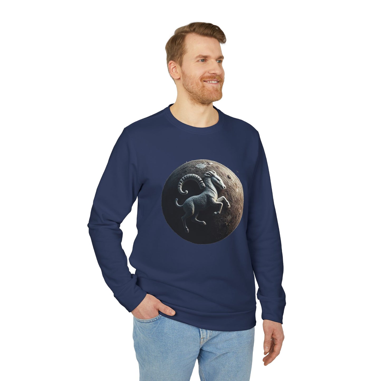 Adidas, Unisex Fleece Crewneck Sweatshirt, Aries, Planet Animal, Zodiac