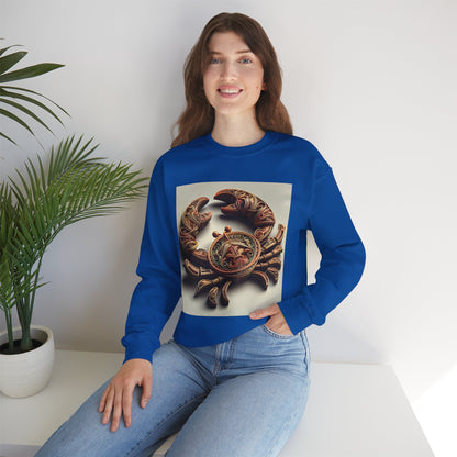 Unisex Heavy Blend™ Crewneck Sweatshirt, Crab Artifact, Cancer Zodiac Design