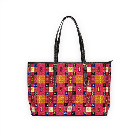 Leather Shoulder Bag, Libra, Zodiac v2, Shapes Pattern