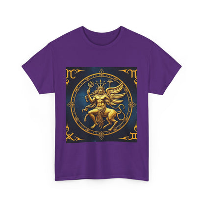 Unisex Heavy Cotton T-Shirt, Gold Angel, Symbol, Virgo Zodiac Design