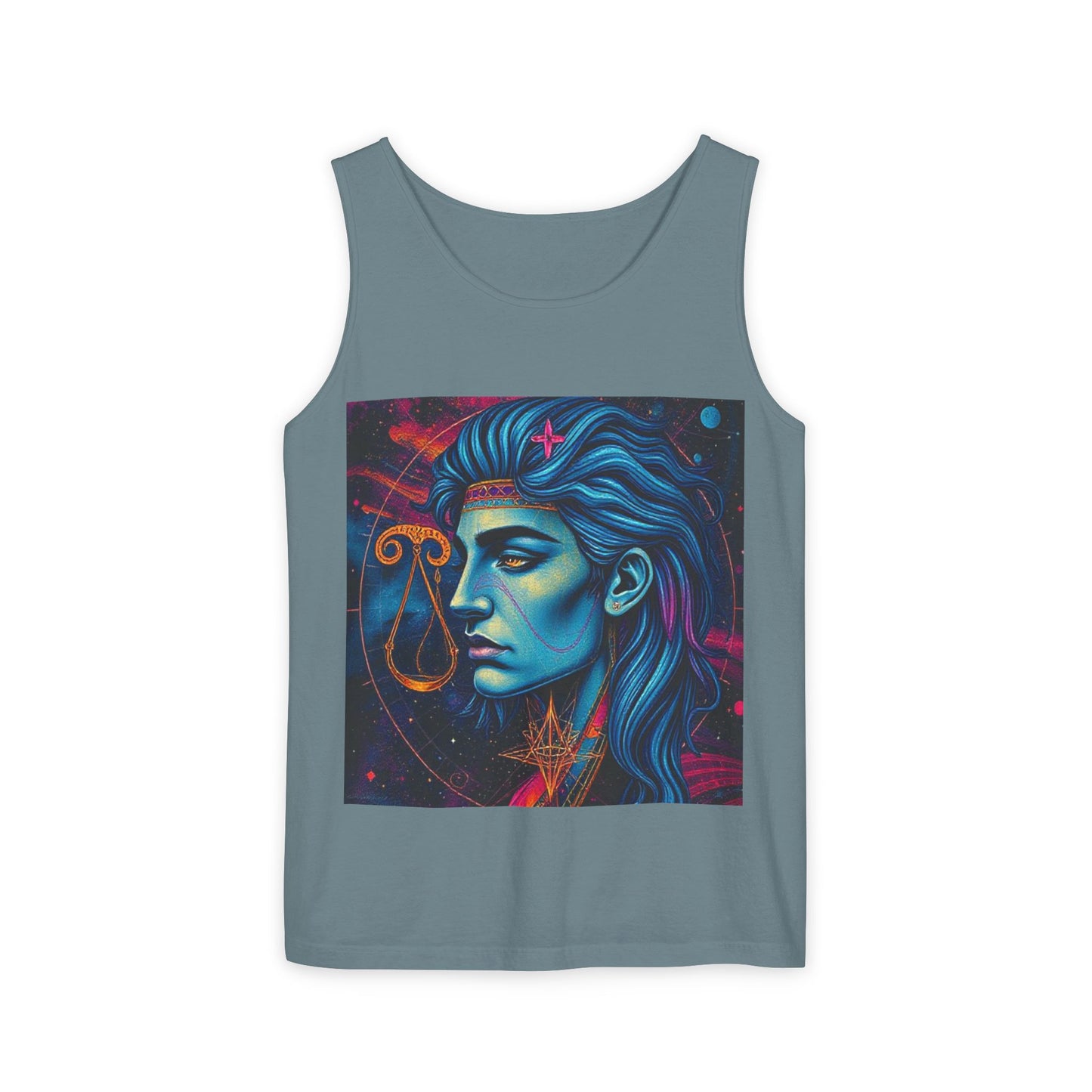 Unisex Garment-Dyed, Tank Top, Libra Design, Pop Art v1, 100% US cotton