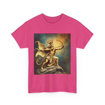 Unisex Heavy Cotton T-Shirt, Sagittarius King, Bow & Arrow, Zodiac Design