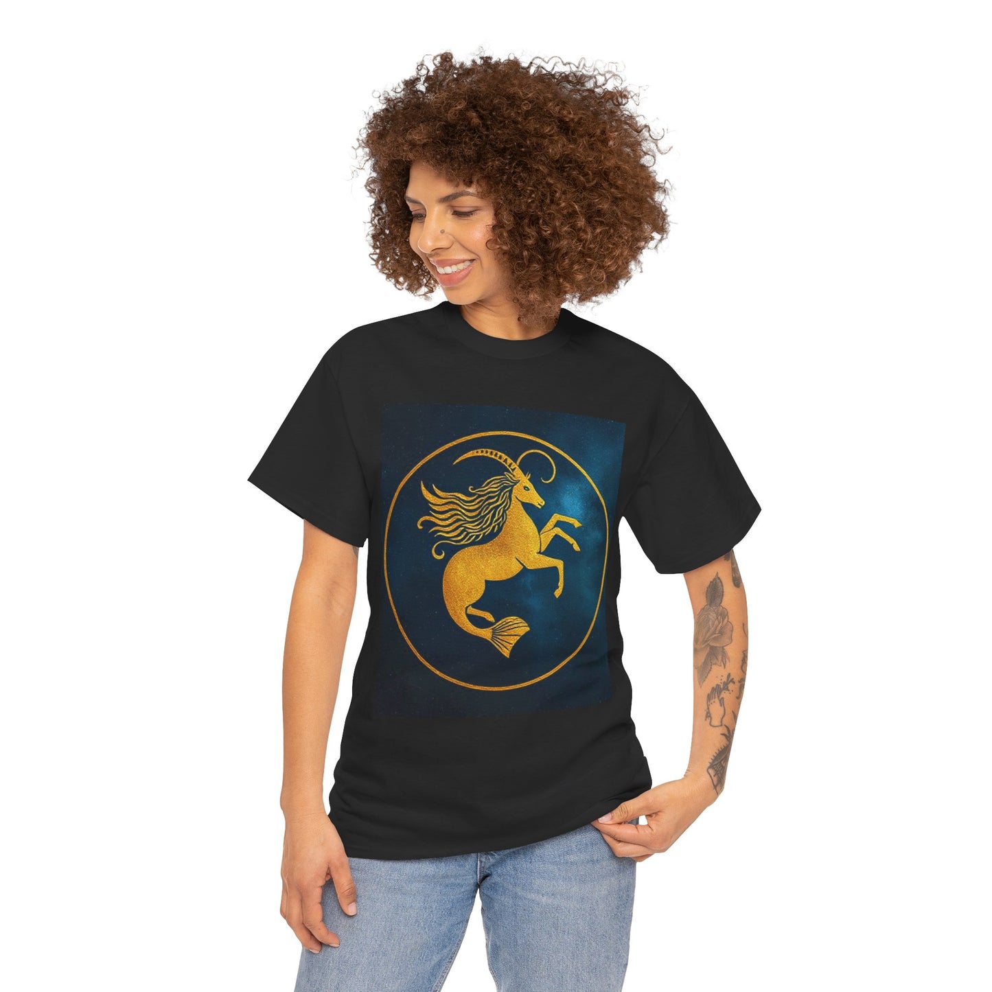 Unisex Heavy Cotton T-Shirt, Capricorn Animal v3, Symbol, Zodiac Design