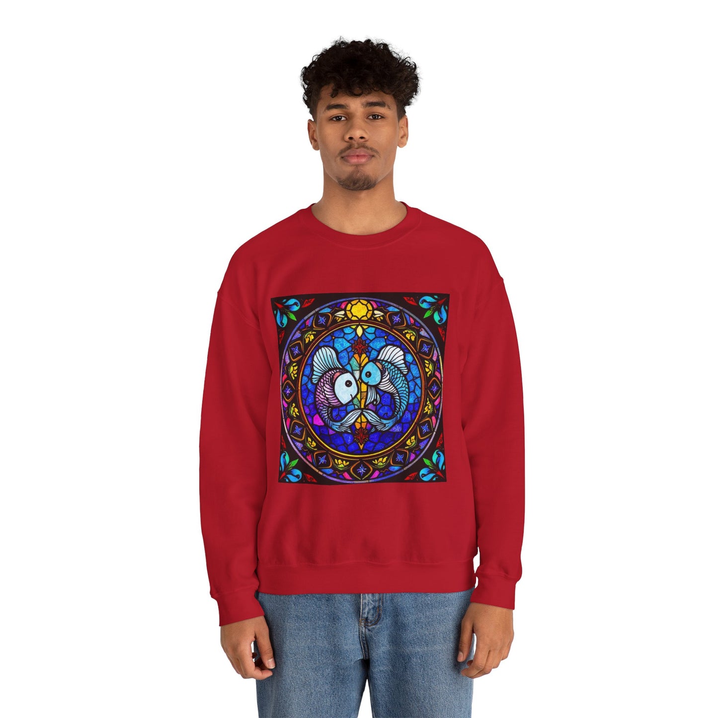 Unisex Heavy Blend™ Crewneck Sweatshirt, Glass, Pisces Zodiac Design