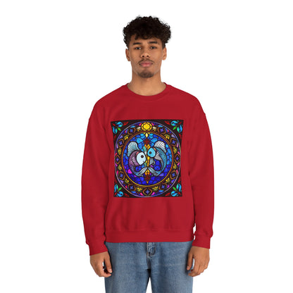 Unisex Heavy Blend™ Crewneck Sweatshirt, Glass, Pisces Zodiac Design