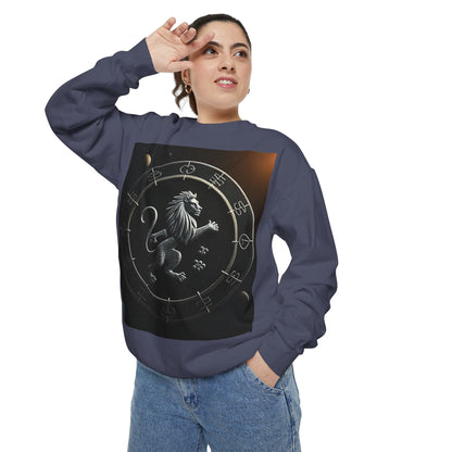 Garment-Dyed Sweatshirt, Unisex, Space Animal Design, Leo