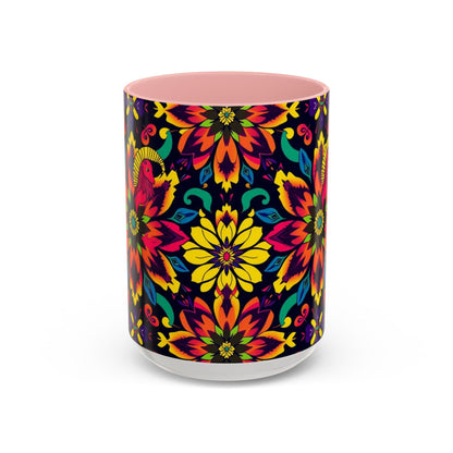Accent Coffee Mug, Capricorn, Zodiac v4, Flower Pattern, (11, 15oz)