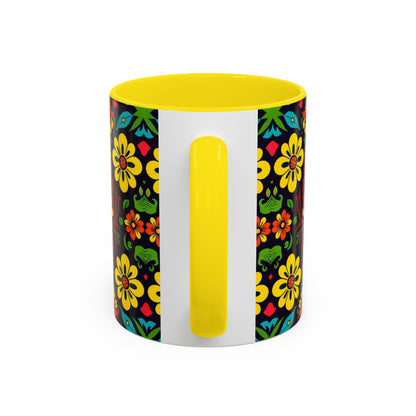 Accent Coffee Mug, Cancer, Zodiac v2, Flower Pattern, (11, 15oz)
