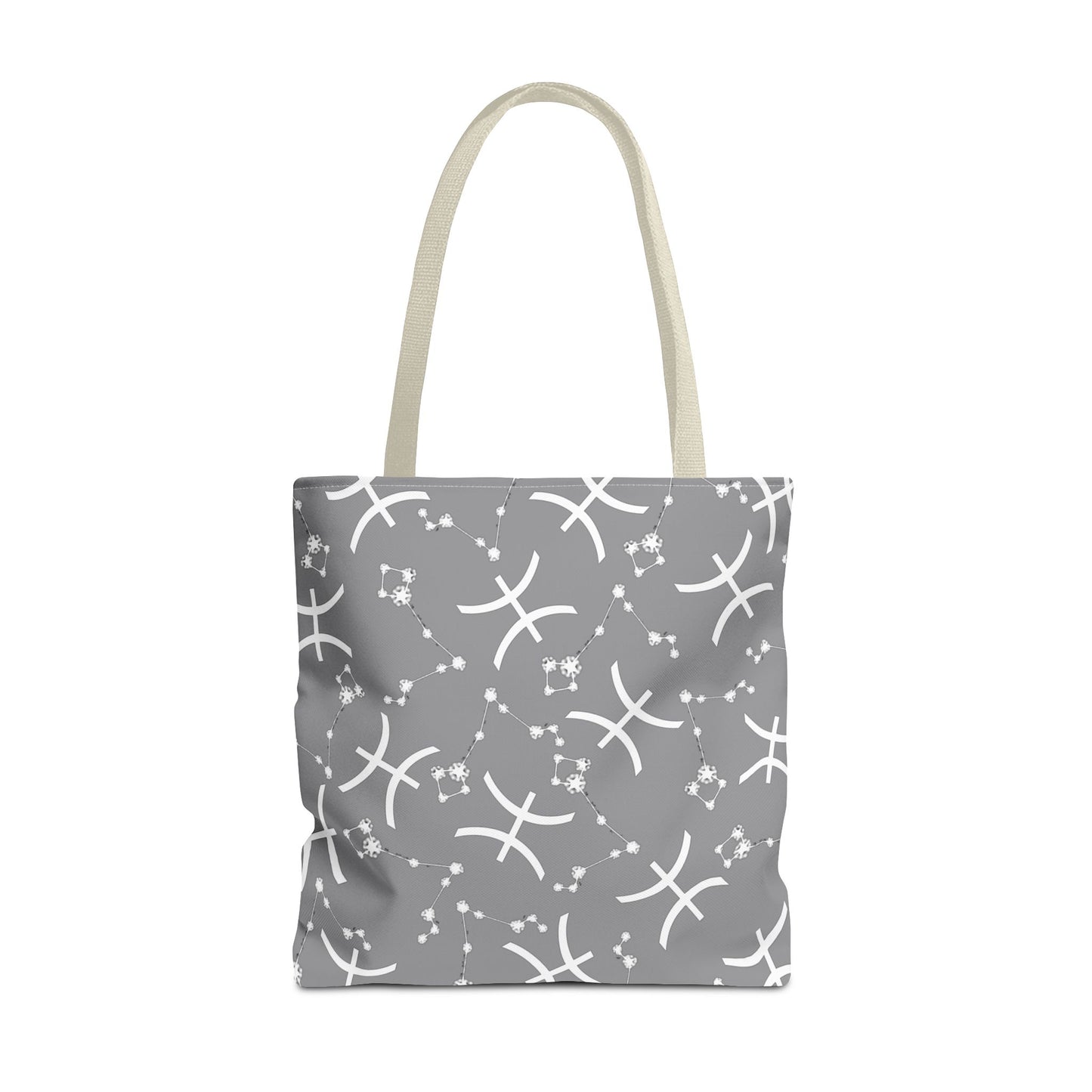 Tote Bag, Pisces Zodiac Sign, AOP, (Grey, White)