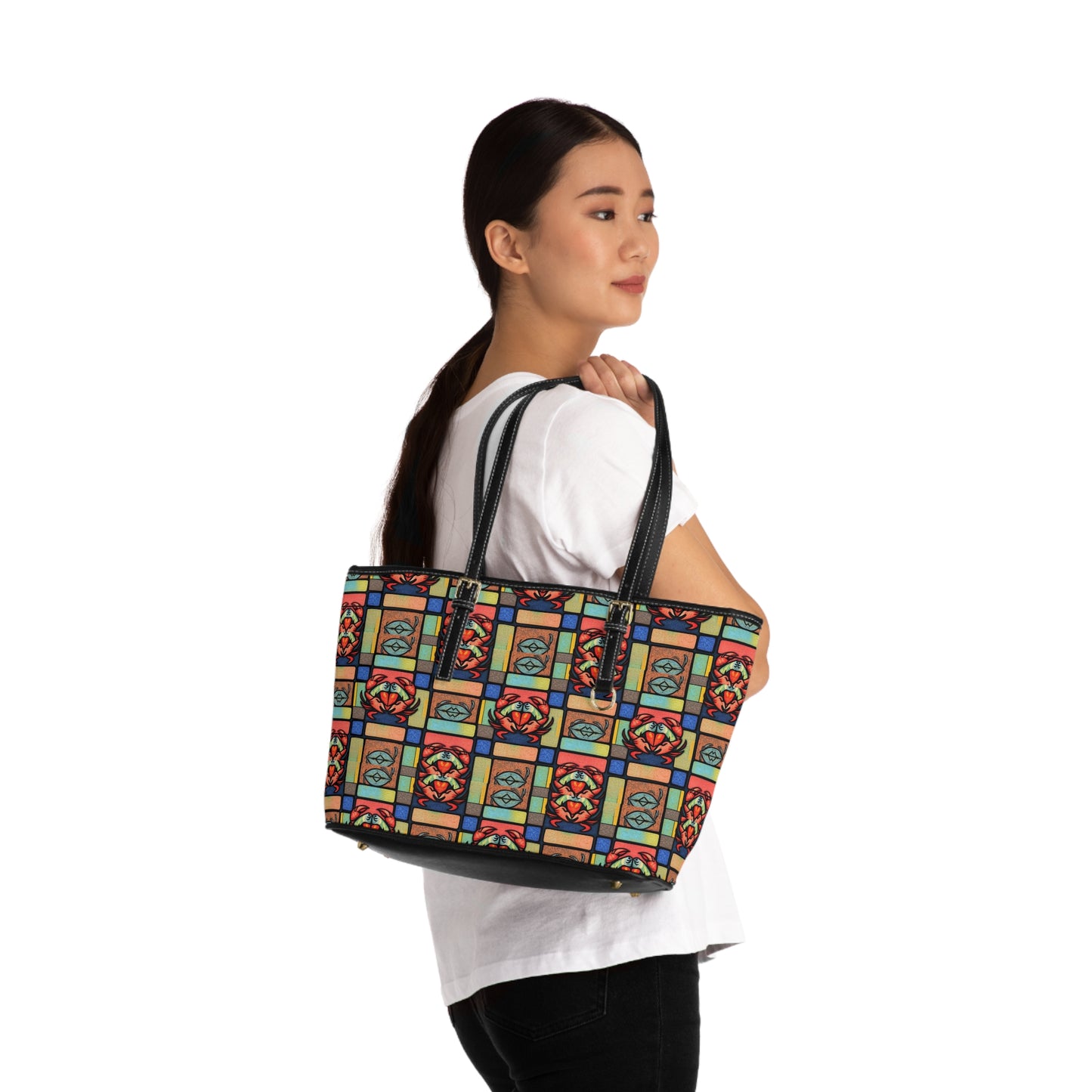 Leather Shoulder Bag, Cancer, Zodiac, Shapes Pattern