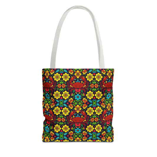 Tote Bag, (AOP), Cancer, Zodiac v4, Flower Pattern