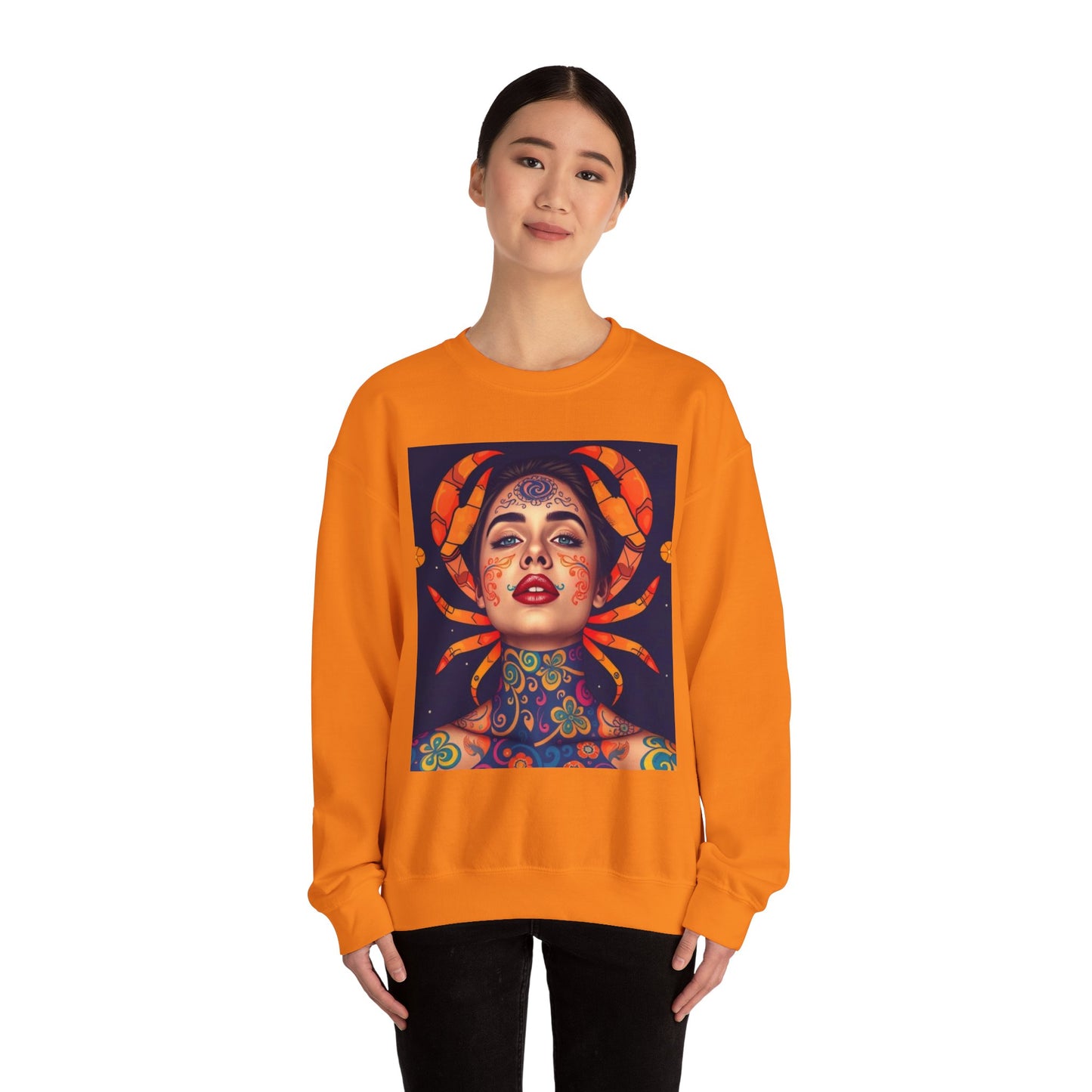 Unisex Heavy Blend™ Crewneck Sweatshirt, Cancer, Zodiac v1, Sexy Pattern