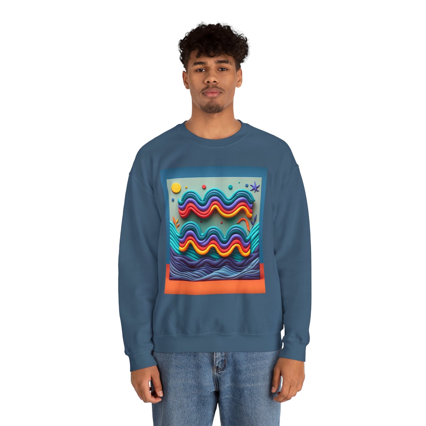 Unisex Heavy Blend™ Crewneck Sweatshirt, Water Painting, Aquarius Zodiac Design