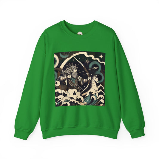 Unisex Heavy Blend™ Crewneck Sweatshirt, Man With Arrow Sagittarius Zodiac Design