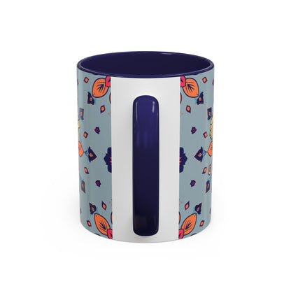 Accent Coffee Mug, Sagittarius, Zodiac v3. Flower Pattern, (11, 15oz)