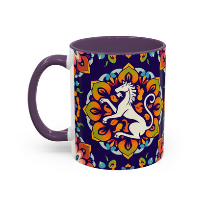Accent Coffee Mug, Virgo, Zodiac v4. Flower Pattern, (11, 15oz)